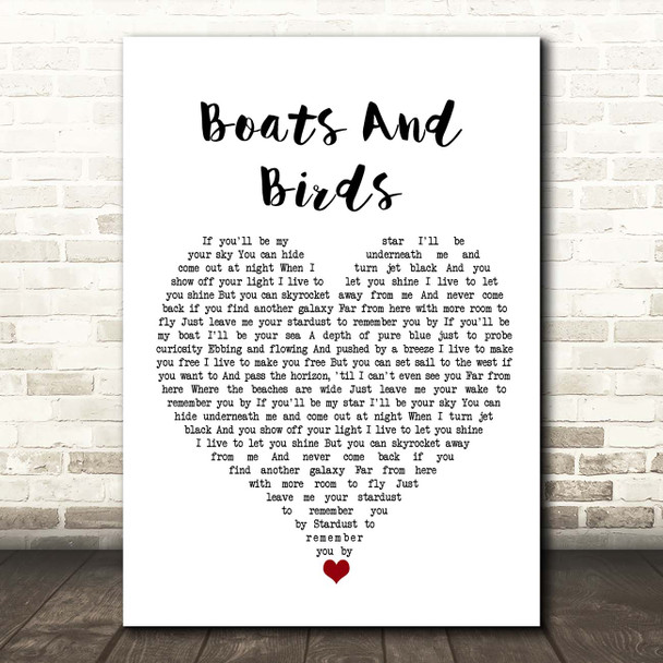 Gregory And The Hawk Boats And Birds White Heart Song Lyric Print