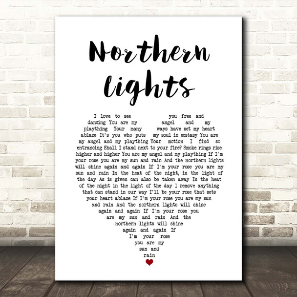 Ian Brown Northern Lights White Heart Song Lyric Print