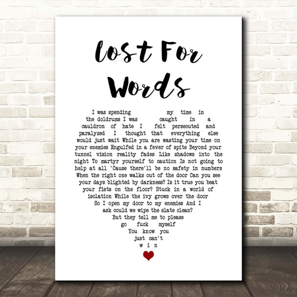 Pink Floyd Lost For Words White Heart Song Lyric Print