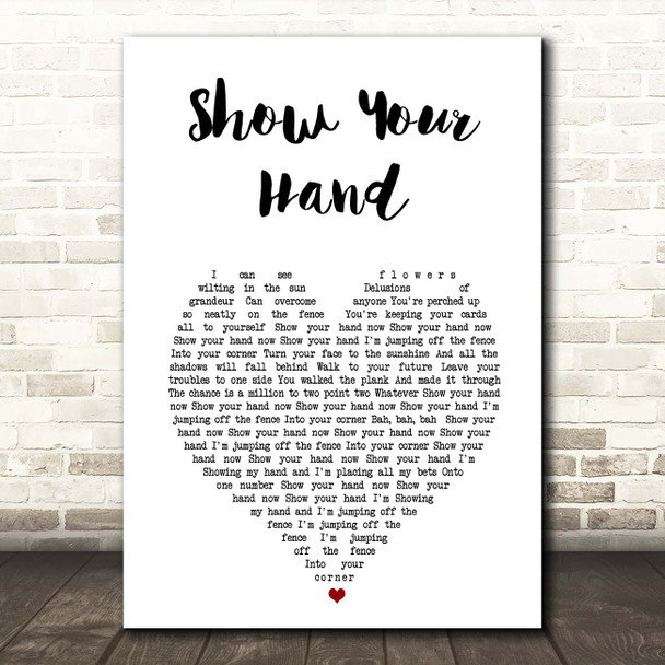 Super Furry Animals Show Your Hand White Heart Song Lyric Print