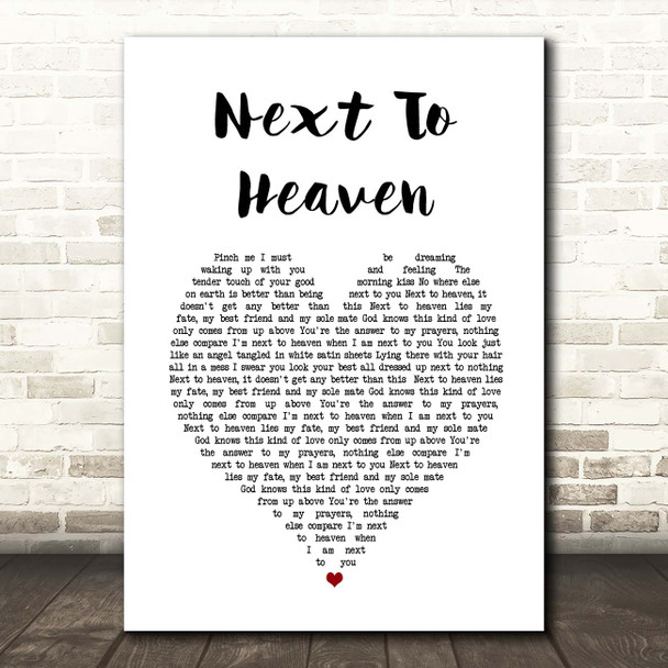 Aaron Watson Next To Heaven White Heart Song Lyric Print