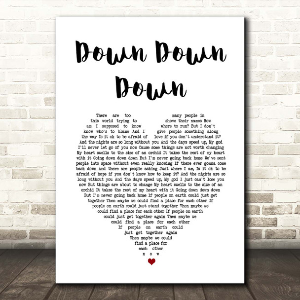 Charlie Simpson Down Down Down White Heart Song Lyric Print