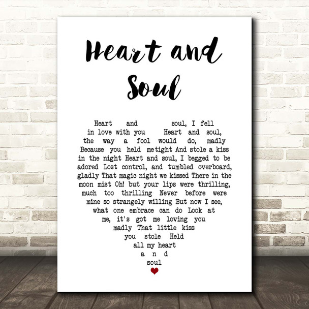 Hoagy Carmichael Heart and Soul White Heart Song Lyric Print