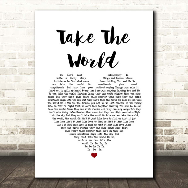 JOHNNYSWIM Take The World White Heart Song Lyric Print