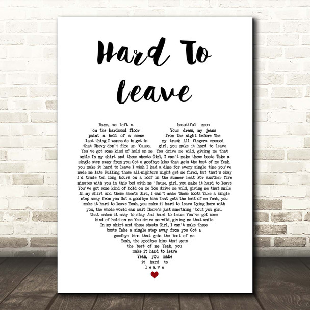 Riley Green Hard To Leave White Heart Song Lyric Print