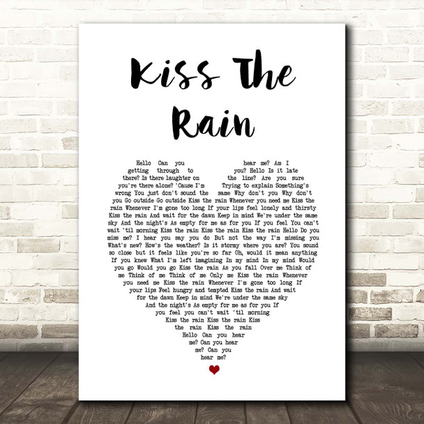 Billie Myers Kiss The Rain White Heart Song Lyric Print