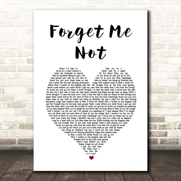 Brian Fallon Forget Me Not White Heart Song Lyric Print