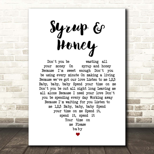 Duffy Syrup & Honey White Heart Song Lyric Print