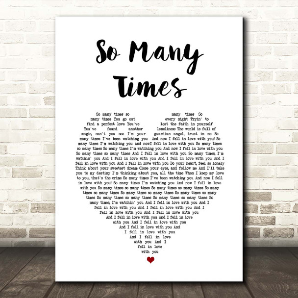 Gadjo So Many Times White Heart Song Lyric Print