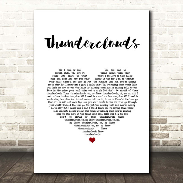 LSD Ft Sia Thunderclouds White Heart Song Lyric Print