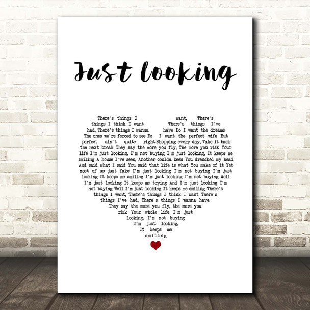 Stereophonics Just Looking White Heart Song Lyric Print