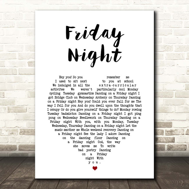 The Darkness Friday Night White Heart Song Lyric Print
