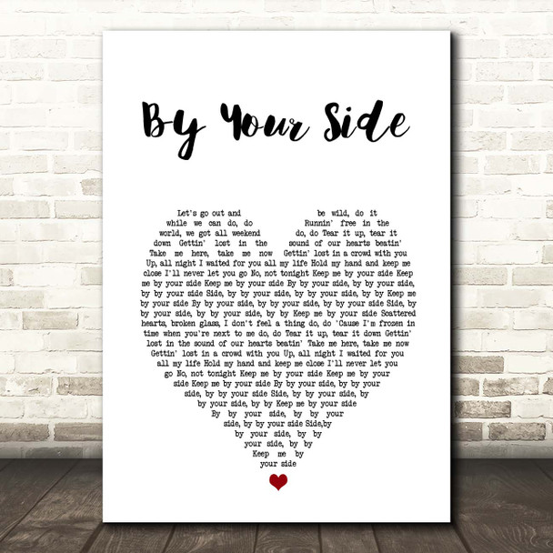 Jonas Blue By Your Side White Heart Song Lyric Print