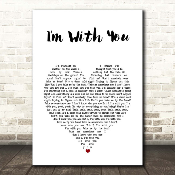 Avril Lavigne I'm With You White Heart Song Lyric Print