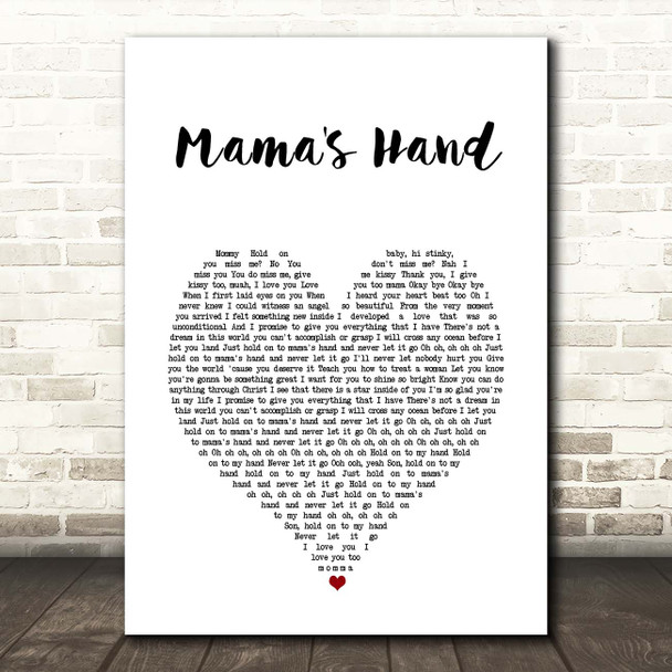 Queen Naija Mama's Hand White Heart Song Lyric Print