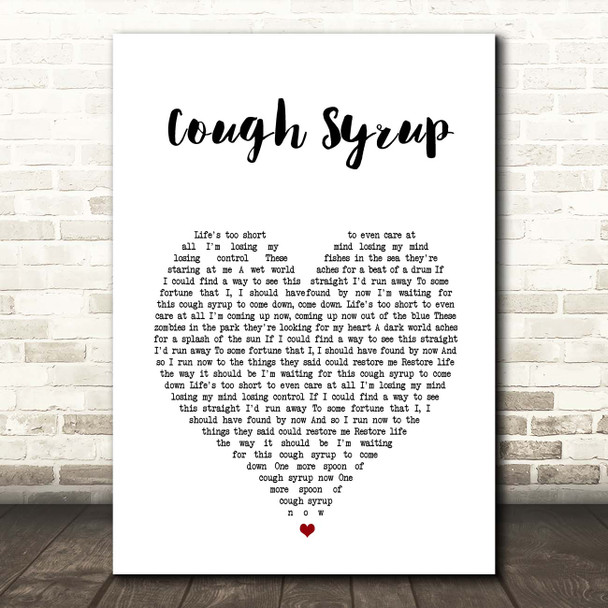 Young The Giant Cough Syrup White Heart Song Lyric Print