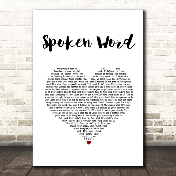 Chase & Status Spoken Word White Heart Song Lyric Print
