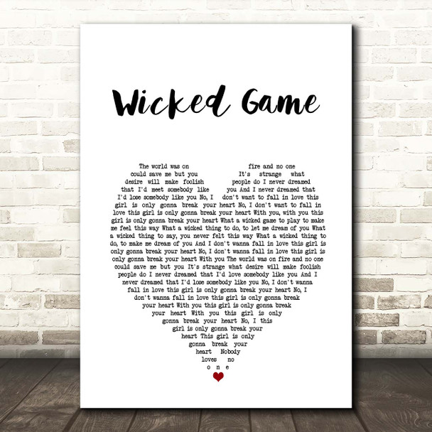 Chris Isaak Wicked Game White Heart Song Lyric Print