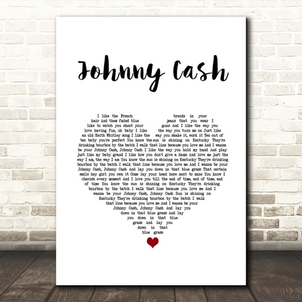 Kid Rock Johnny Cash White Heart Song Lyric Print