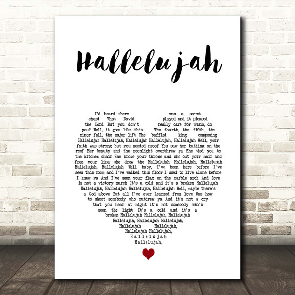 Pentatonix Hallelujah White Heart Song Lyric Print