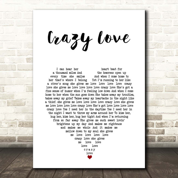 Brian McKnight Crazy Love White Heart Song Lyric Print