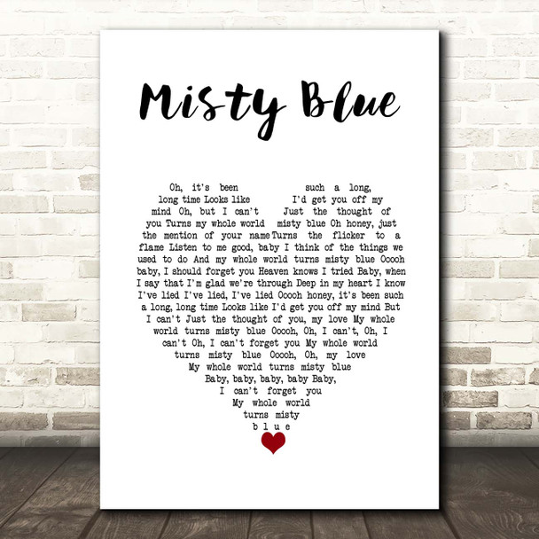 Dorothy Moore Misty Blue White Heart Song Lyric Print