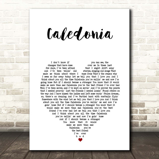 Paolo Nutini Caledonia White Heart Song Lyric Print