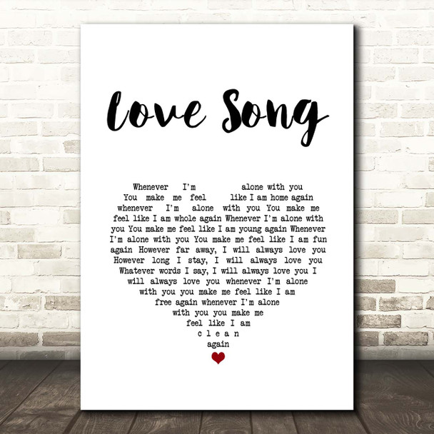 The Cure Love Song White Heart Song Lyric Print