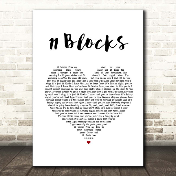 Wrabel 11 Blocks White Heart Song Lyric Print