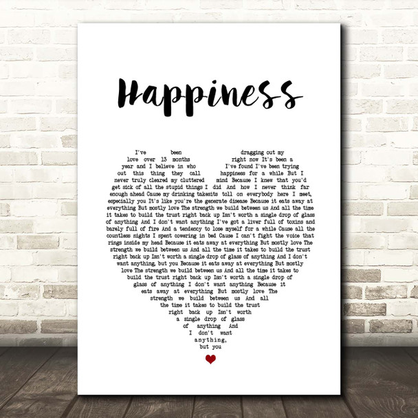 Deaf Havana Happiness White Heart Song Lyric Print