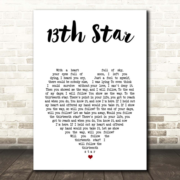 Fish 13th Star White Heart Song Lyric Print