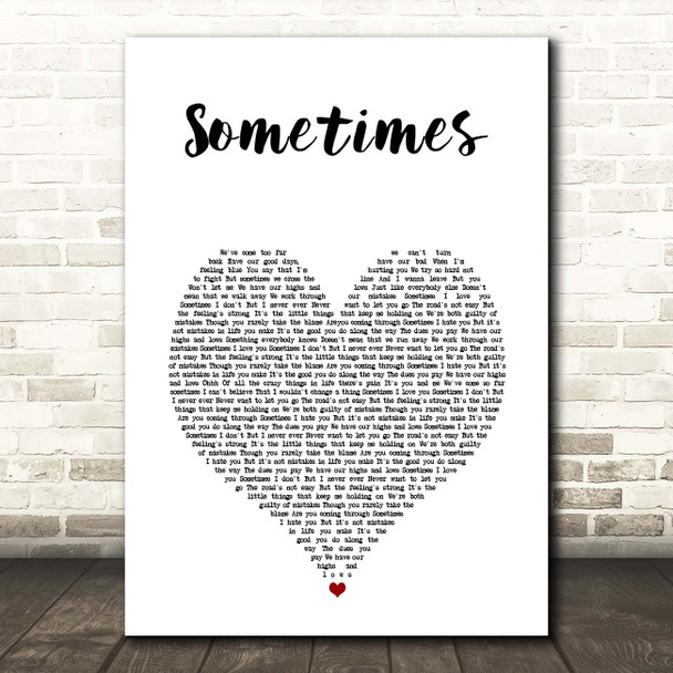 Gabrielle Sometimes White Heart Song Lyric Print