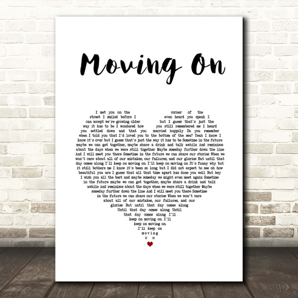 Kodaline Moving On White Heart Song Lyric Print