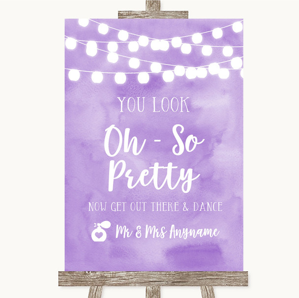 Lilac Watercolour Lights Toilet Get Out & Dance Personalized Wedding Sign