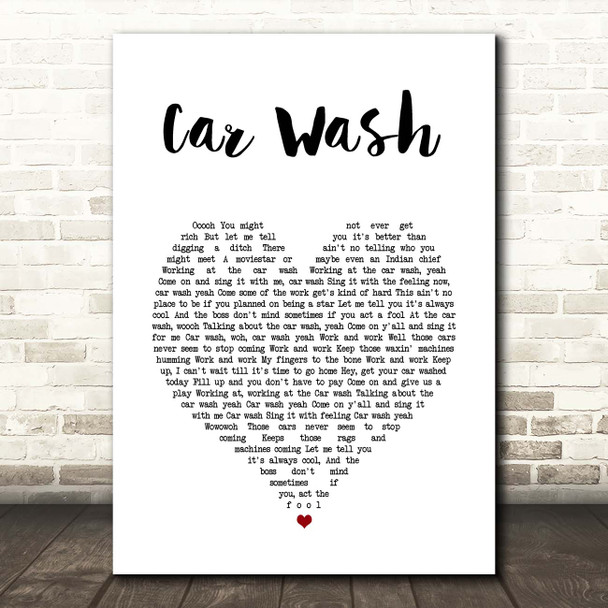 Rose Royce Car Wash White Heart Song Lyric Print