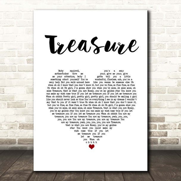 Bruno Mars Treasure White Heart Song Lyric Print