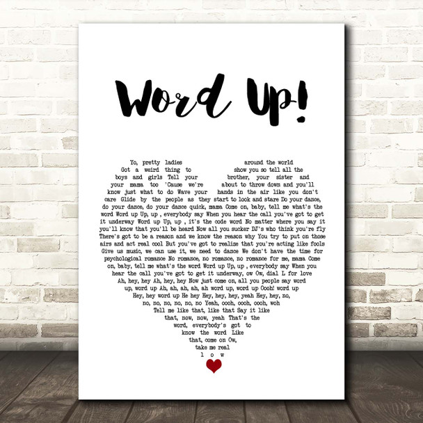 Cameo Word Up! White Heart Song Lyric Print