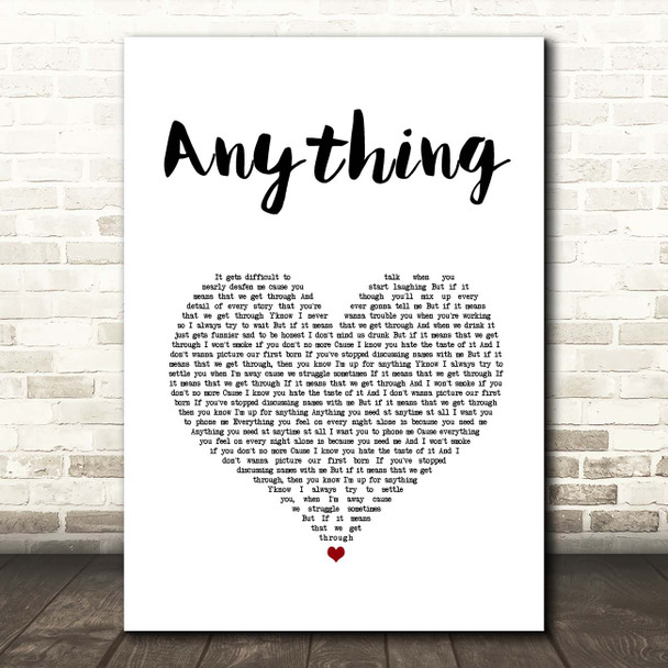 Catfish And The Bottlemen Anything White Heart Song Lyric Print