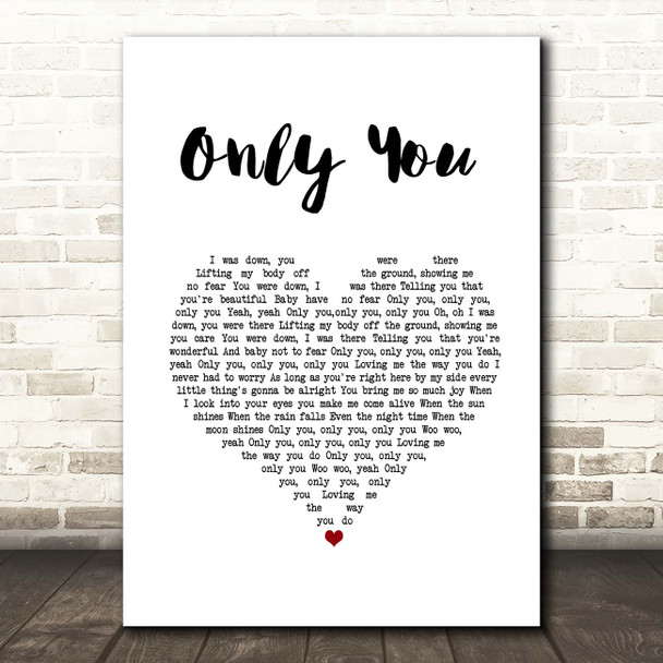 Jah Cure Only You White Heart Song Lyric Print