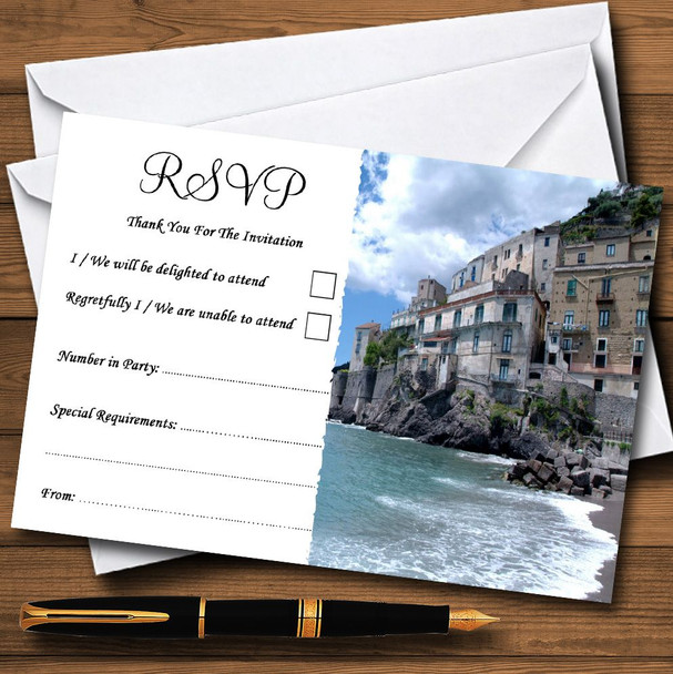 Romantic Amalfi Coast Italy Heart Personalized RSVP Cards