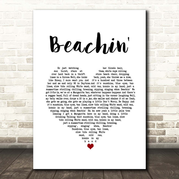 Jake Owen Beachin' White Heart Song Lyric Print