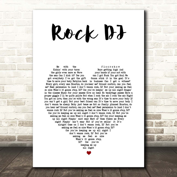 Robbie Williams Rock DJ White Heart Song Lyric Print