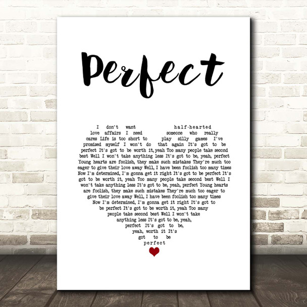 Fairground Attraction Perfect White Heart Song Lyric Print
