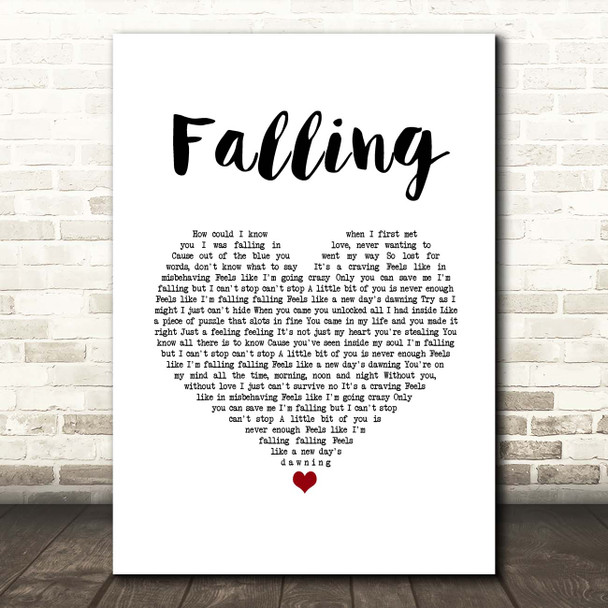 Gabrielle Falling White Heart Song Lyric Print