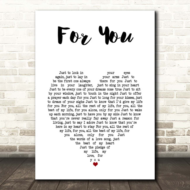 John Denver For You White Heart Song Lyric Print