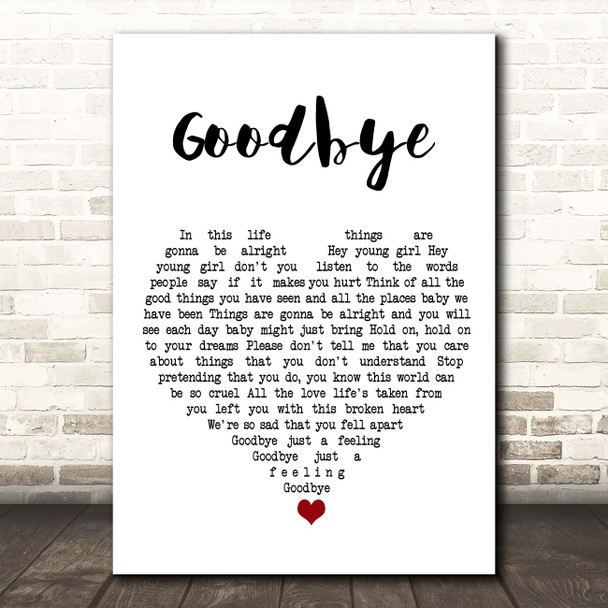 John Power Goodbye White Heart Song Lyric Print