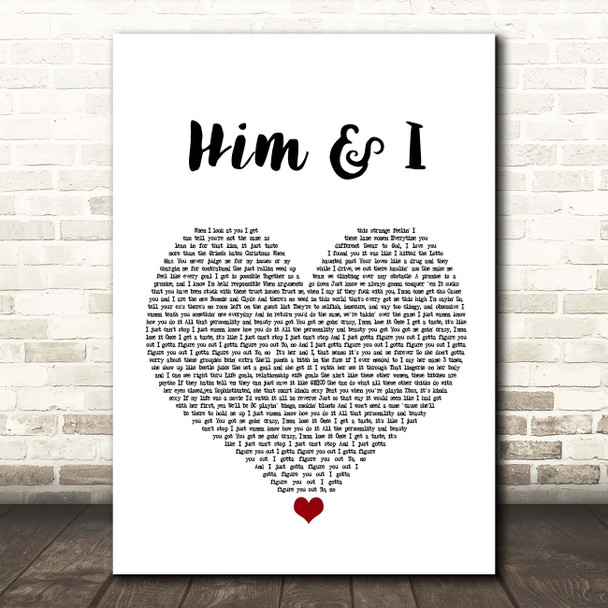 Merkules Him & I White Heart Song Lyric Print