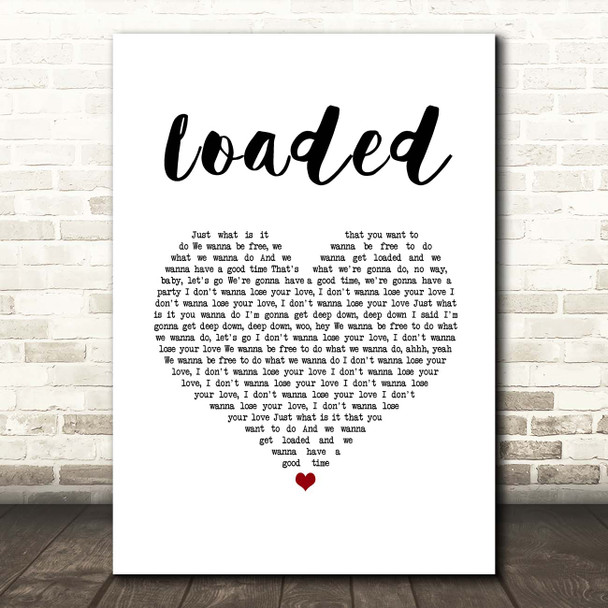 Primal Scream Loaded White Heart Song Lyric Print