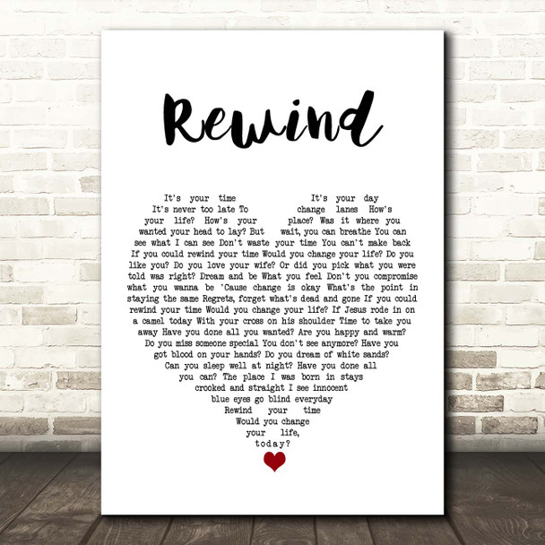 Stereophonics Rewind White Heart Song Lyric Print