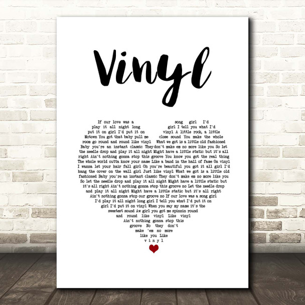 William Michael Morgan Vinyl White Heart Song Lyric Print